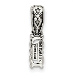 Sterling Silver Antiqued w/14k 2-stone w/Diamond Mother's Pendant - 10