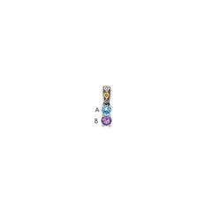 Sterling Silver Antiqued w/14k 2-stone w/Diamond Mother's Pendant - 10