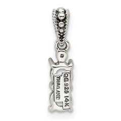 Sterling Silver Antiqued w/14k 2-stone w/Diamond Mothers Pendant Semi-Mount - 8
