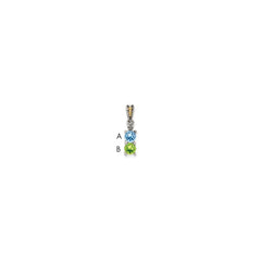 Sterling Silver Antiqued w/14k 2-stone w/Diamond Mother's Pendant - 11