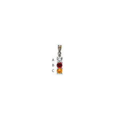 Sterling Silver Antiqued w/14k 3-stone w/Diamond Mothers Pendant Semi-Mount - 9