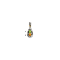 Sterling Silver Antiqued w/14k 2-stone w/Diamond Mother's Pendant - 6