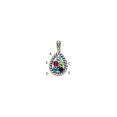 Sterling Silver Antiqued w/14k 5-stone w/Diamond Mothers Pendant Semi-Mount - 10