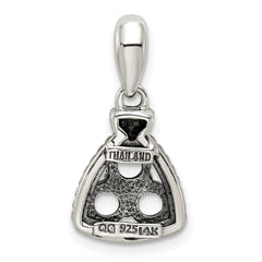 Sterling Silver Antiqued w/14k 3-stone w/Diamond Mothers Pendant Semi-Mount - 10