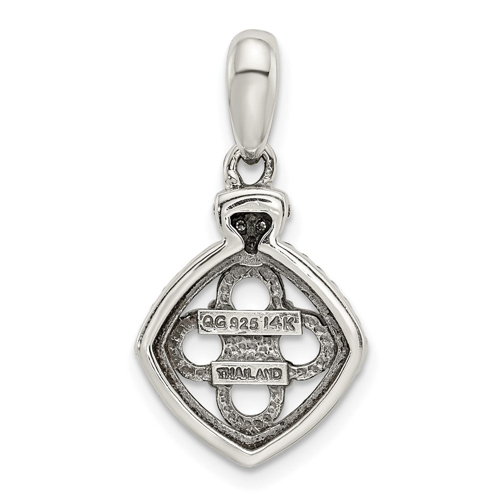 Sterling Silver Antiqued w/14k 4-stone w/Diamond Mothers Pendant Semi-Mount - 12