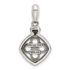 Sterling Silver Antiqued w/14k 4-stone w/Diamond Mothers Pendant Semi-Mount - 12