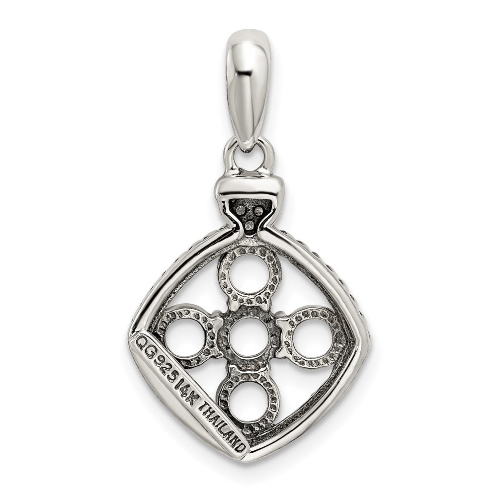 Sterling Silver Antiqued w/14k 5-stone w/Diamond Mothers Pendant Semi-Mount - 11