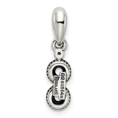 Sterling Silver Antiqued w/14k 2-stone w/Diamond Mother's Pendant - 2