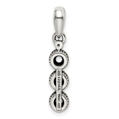 Sterling Silver Antiqued w/14k 3-stone w/Diamond Mother's Pendant - 11