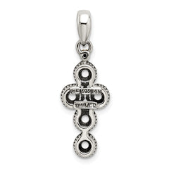 Sterling Silver Antiqued w/14k 5-stone w/Diamond Mother's Pendant - 9