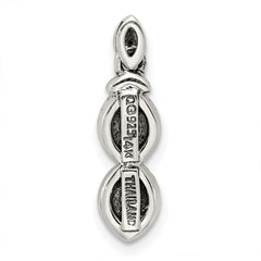 Sterling Silver Antiqued w/14k 2-stone w/Diamond Mother's Pendant - 5