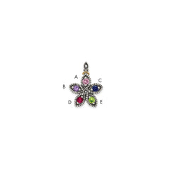 Sterling Silver Antiqued w/14k 5-stone w/Diamond Mother's Pendant - 2