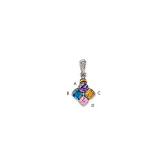 Sterling Silver Antiqued w/14k 4-stone w/Diamond Mothers Pendant Semi-Mount