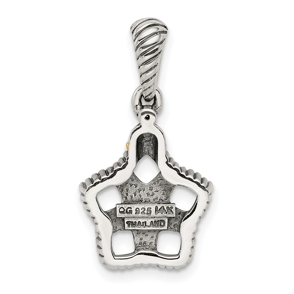 Sterling Silver Antiqued w/14k 5-stone w/Diamond Mothers Pendant Semi-Mount - 9