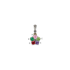 Sterling Silver Antiqued w/14k 5-stone w/Diamond Mothers Pendant Semi-Mount - 9