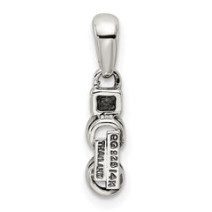 Sterling Silver Antiqued w/14k 2-stone w/Diamond Mother's Pendant - 8