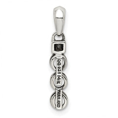 Sterling Silver Antiqued w/14k 3-stone w/Diamond Mother's Pendant