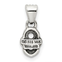 Sterling Silver Antiqued w/14k 2-stone w/Diamond Mother's Pendant - 9