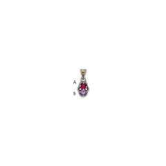 Sterling Silver Antiqued w/14k 2-stone w/Diamond Mother's Pendant - 9