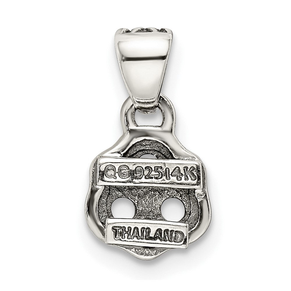 Sterling Silver Antiqued w/14k 3-stone w/Diamond Mother's Pendant - 2