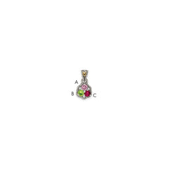 Sterling Silver Antiqued w/14k 3-stone w/Diamond Mother's Pendant - 2