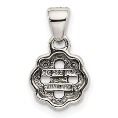 Sterling Silver Antiqued w/14k 4-stone w/Diamond Mother's Pendant - 7