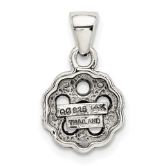 Sterling Silver Antiqued w/14k 5-stone w/Diamond Mother's Pendant - 3
