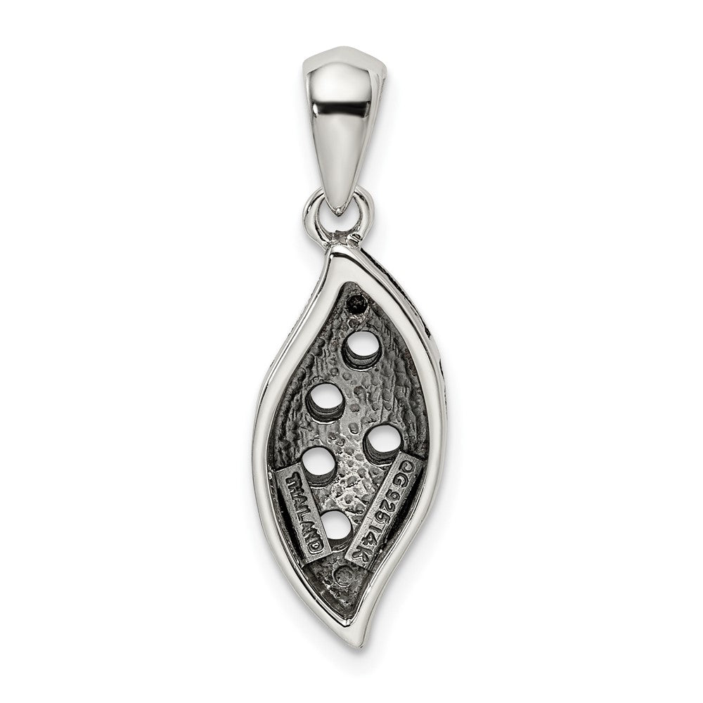 Sterling Silver Antiqued w/14k 5-stone w/Diamond Mother's Pendant - 6