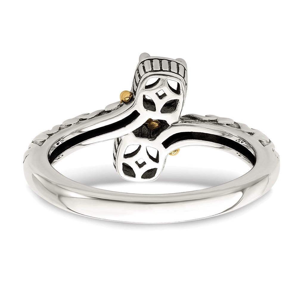Sterling Silver Antiqued w/14k 2-stone Mother's Ring - 25