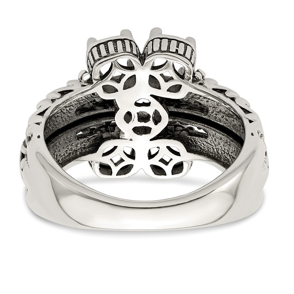 Sterling Silver Antiqued w/14k 5-stone Mother's Ring - 30