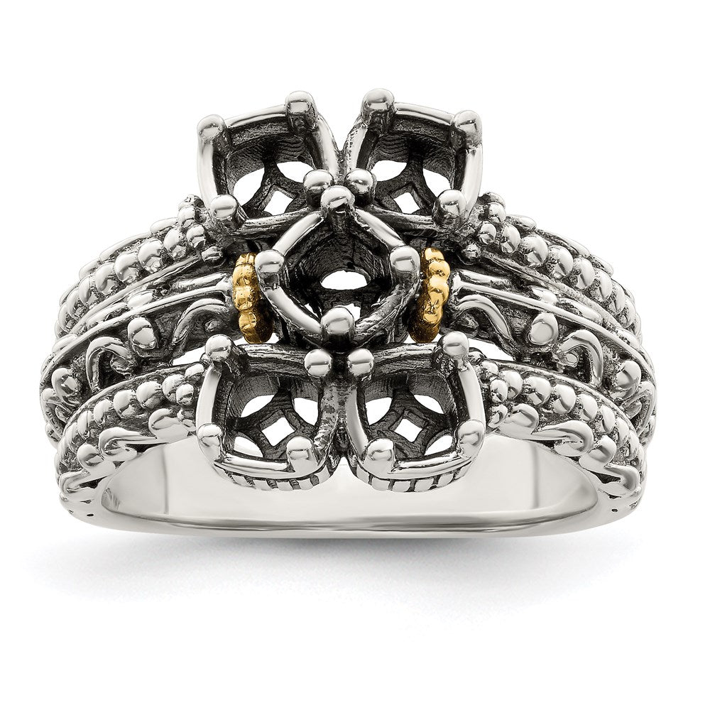 Sterling Silver Antiqued w/14k 5-stone Mother's Ring - 30