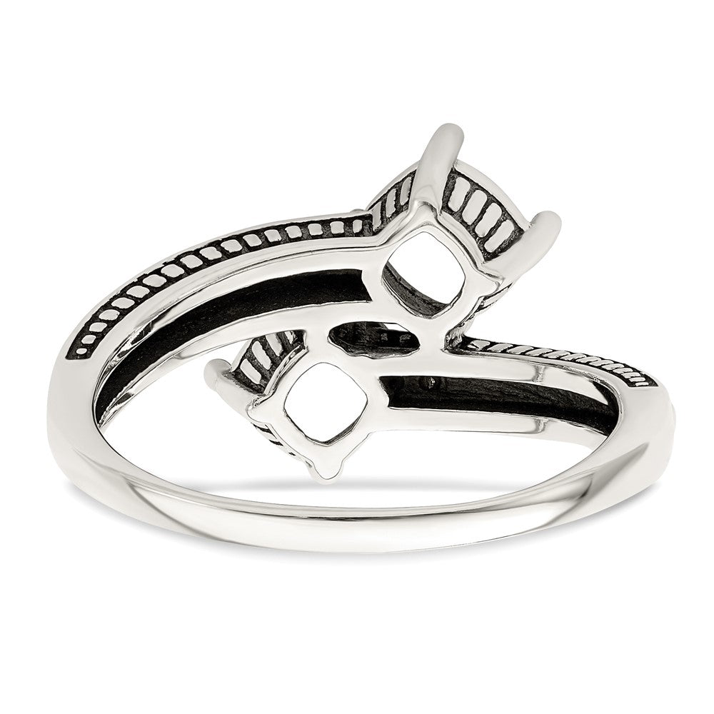 Sterling Silver Antiqued w/14k 2-stone Mother's Ring - 33