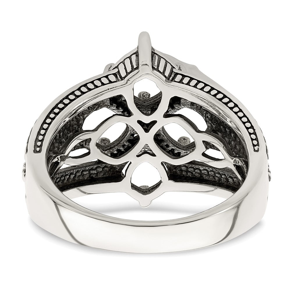 Sterling Silver Antiqued w/14k 4-stone Mother's Ring - 44