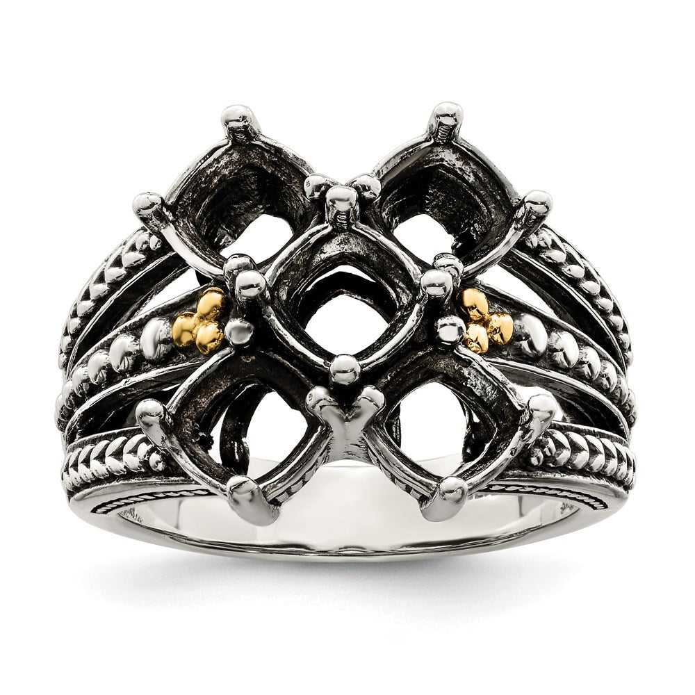 Sterling Silver Antiqued w/14k 5-stone Mother's Ring - 27