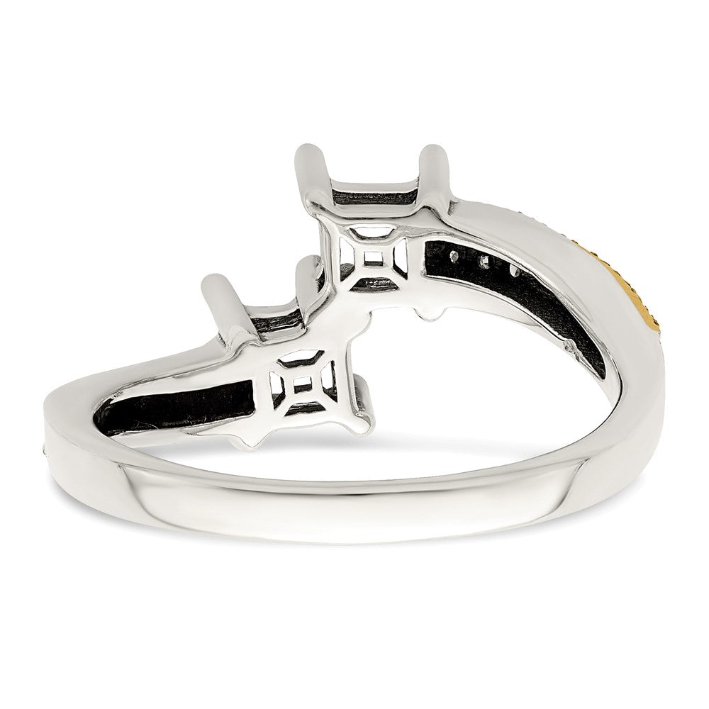 Sterling Silver Antiqued w/14k 2-stone w/Diamond Genuine Mother's Ring - 5
