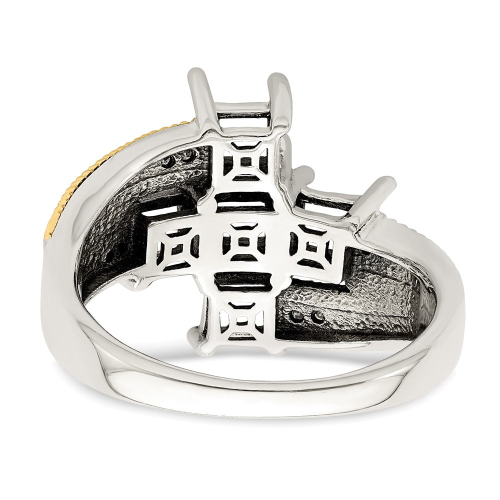 Sterling Silver Antiqued w/14k 5-stone w/Diamond Mother's Ring - 63