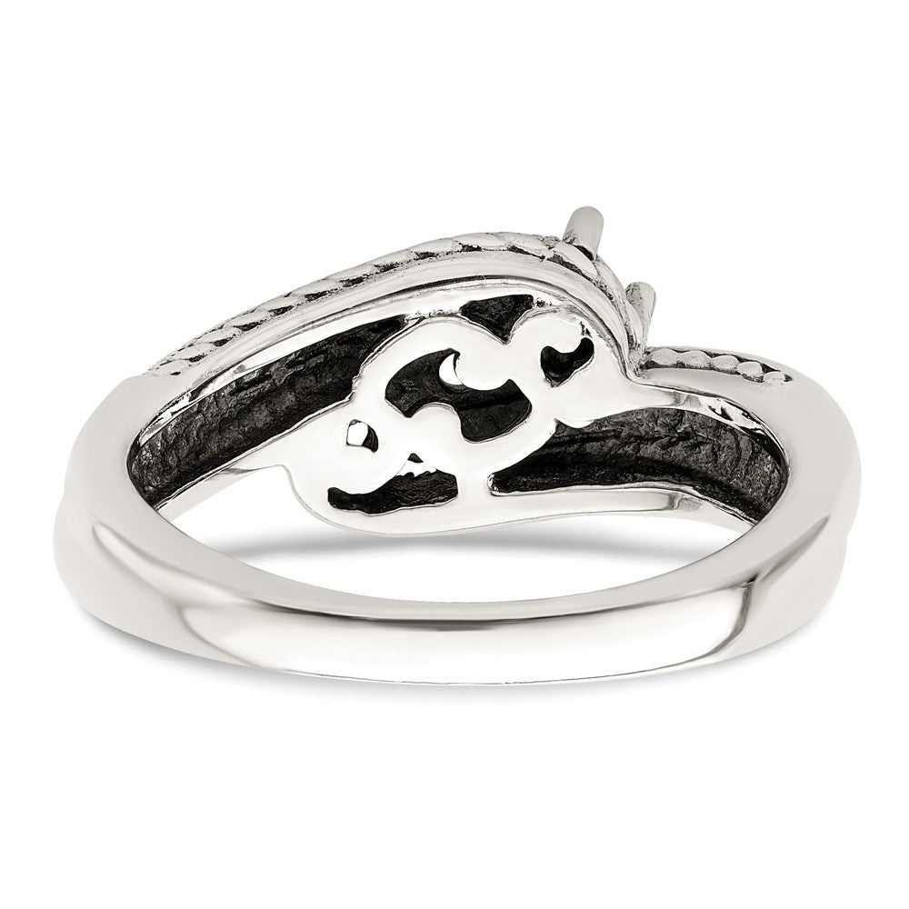Sterling Silver Antiqued w/14k 3-stone Mother's Ring - 37