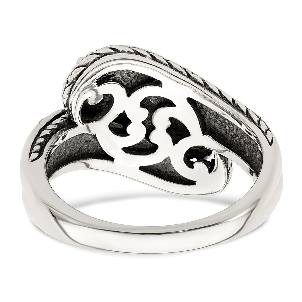 Sterling Silver Antiqued w/14k 4-stone Mother's Ring - 37