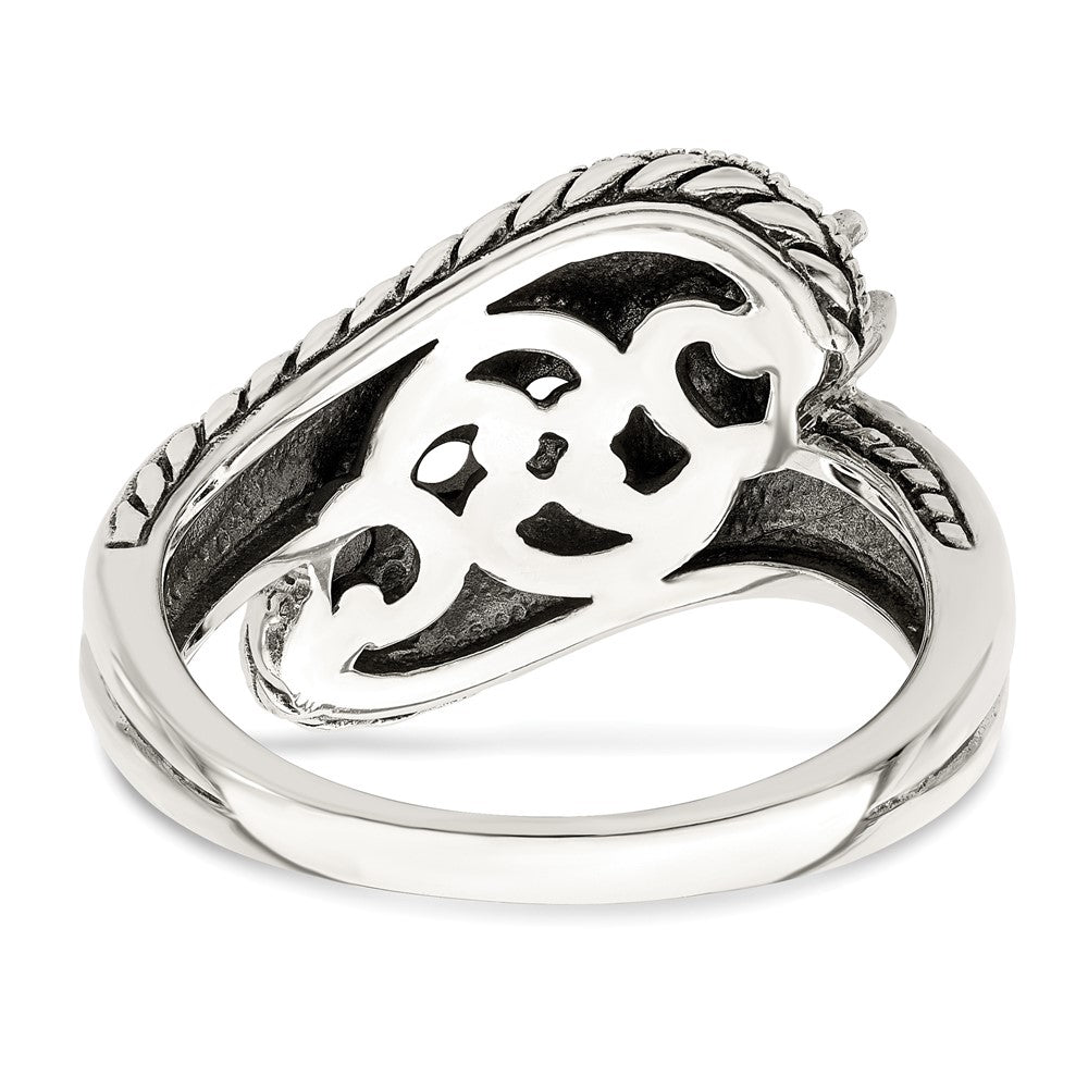 Sterling Silver Antiqued w/14k 5-stone Mother's Ring - 40