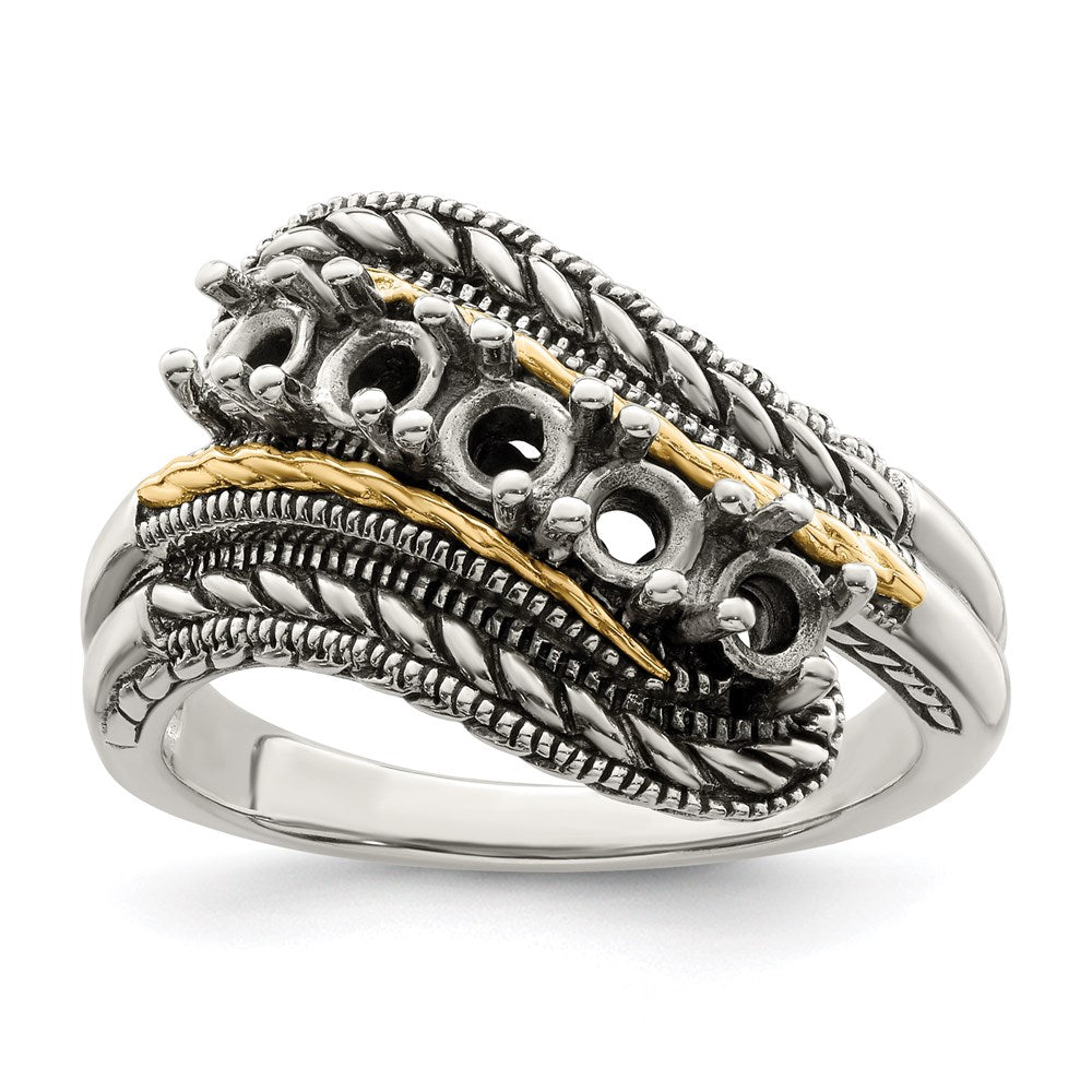 Sterling Silver Antiqued w/14k 5-stone Mother's Ring - 40