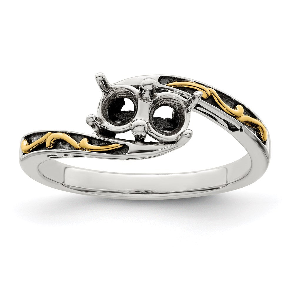 Sterling Silver Antiqued w/14k 2-stone Mother's Ring - 26
