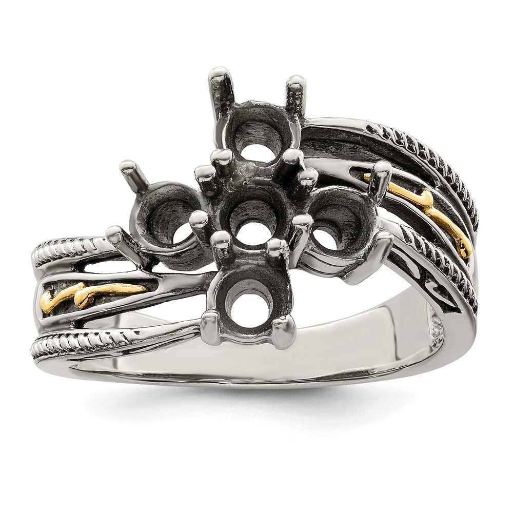Sterling Silver Antiqued w/14k 5-stone Mother's Ring - 45