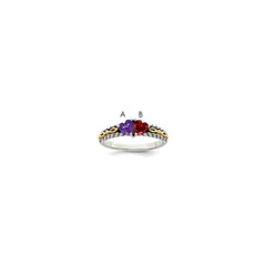 Sterling Silver Antiqued w/14k 2-stone Mother's Ring - 46