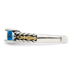 Sterling Silver Antiqued w/14k 3-stone Mother's Ring - 48