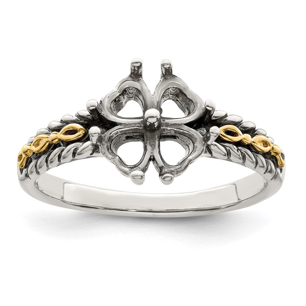 Sterling Silver Antiqued w/14k 4-stone Mother's Ring - 47