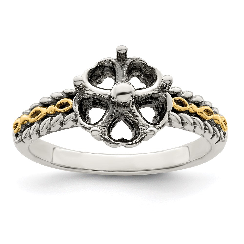 Sterling Silver Antiqued w/14k 5-stone Mother's Ring - 2