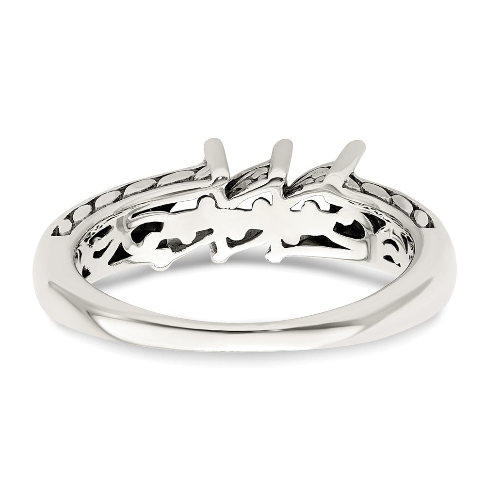 Sterling Silver Antiqued w/14k 3-stone Mother's Ring - 5