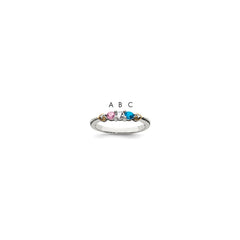 Sterling Silver Antiqued w/14k 3-stone w/Diamond Mother's Ring - 9