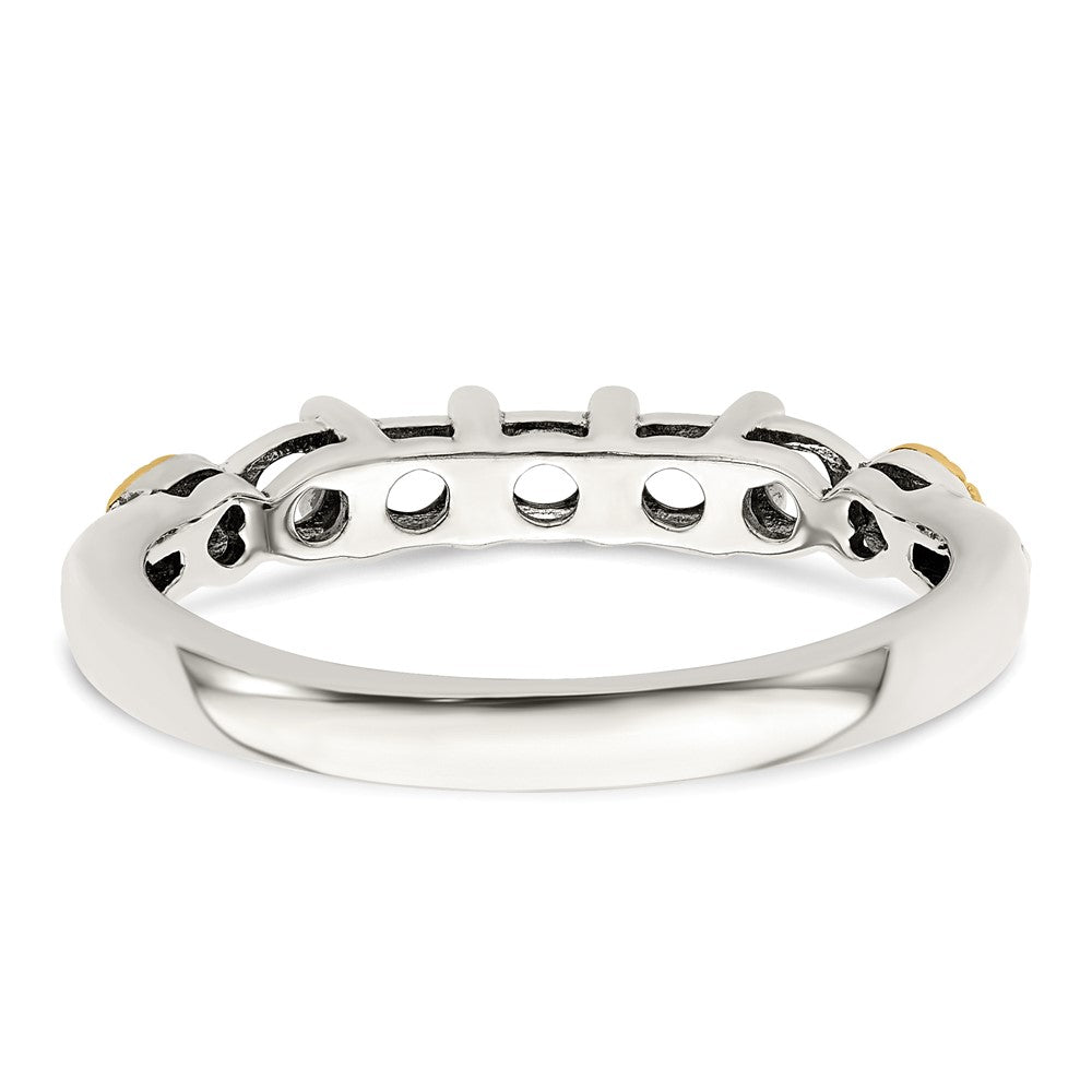 Sterling Silver Antiqued w/14k 5-stone w/Diamond Mother's Ring - 86