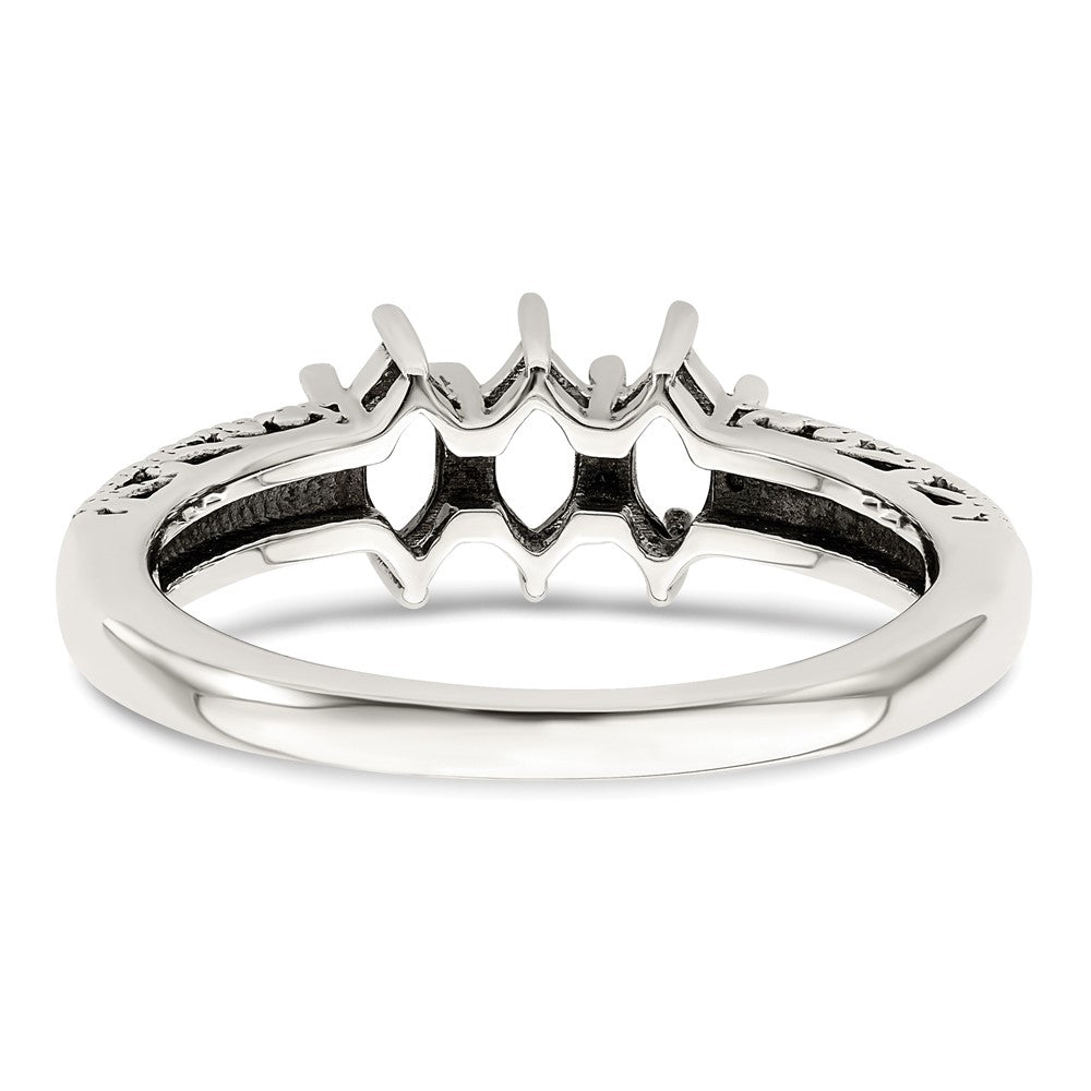 Sterling Silver Antiqued w/14k 3-stone w/Diamond Mother's Ring - 32
